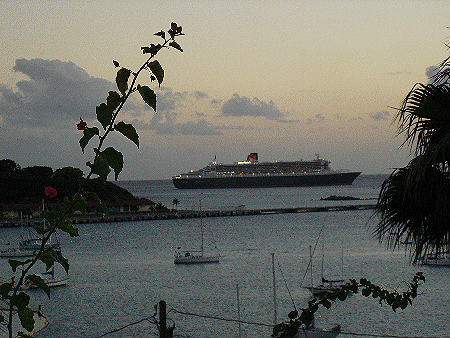View of the Queen Mary II From Bluebeard's Beach Club